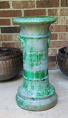 McCoy Green Onyx Majolica 1914 Pottery Lion Tall Jardiniere Pedestal No. 1160 • $174.50