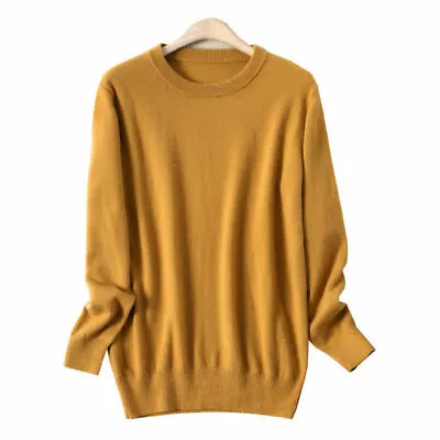 Mens Knit Cashmere Round Neck Jumper Pullover Wool Sweater Long Sleeve Cardigan • $24.99