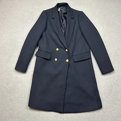 Zara Jacket Womens 5 Navy Blue Double Breasted Blazer Coat Basic Outdoors * • $24.99