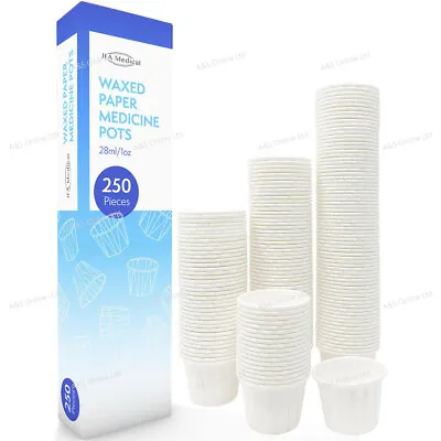  DISPOSABLE WAXED Lined Paper Pots Medicine Tablet Pills 28ml Tight Rolled Rim • £24.97