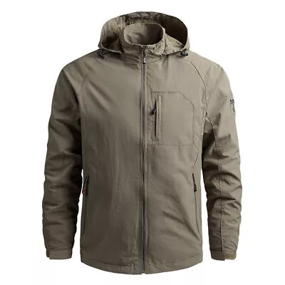 Men's Military Tactical Jacket Outdoor Hiking Waterproof Hooded Windbreaker Coat • $23.99