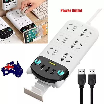 Power Board 3 USB Charging 6 Way Outlets Socket Charger Ports Surge Protector AU • $18.49