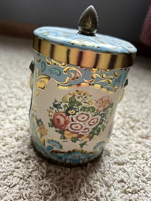Vintage Flower Daher Tin-Made In England. Comes With Lid & Handld • $20