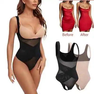 Women Seamless Full Body Shaper Mesh Thongs Bodysuits Shapewear Underwear Corset • £13.79