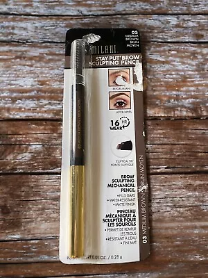 Milani Stay Put Sculpting Brow Pencil 16 HR Wear 03 Medium Brown Free Shipping • $9.99