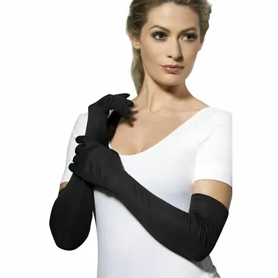 £4.99 • Buy Burlesque Halloween Long Gloves Black Fabric Fancy Dress Ladies GB1