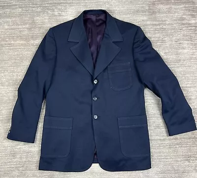 Vintage Century Club Blazer Mens 44L Blue 3 Button Sport Jacket Sears Roebuck • $49.99