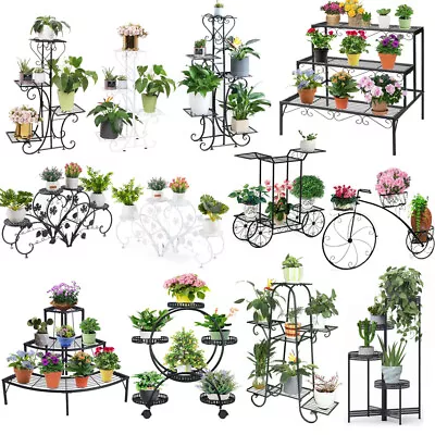 $43.91 • Buy Multiple Tier Plant Stand Shelf Outdoor Garden Corner Plants Storage Organizer 