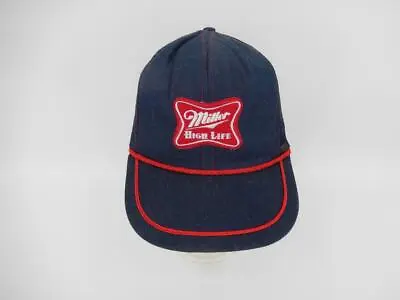 Vintage Miller High Life Beer Patch Red Blue Denim Snapback Trucker Hat Cap NOS • $14.98