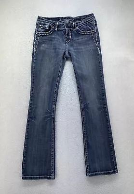 LA Idol Womens Jr Size 7 Dark Wash Low Rise Bootcut Denim Jeans *Flaw • $11.66