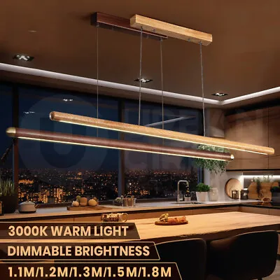 Krear Wooden Pendant Light Solid Wood LED Strips Linear Lighting 1.2M/1.5M/1.8M • $178.95