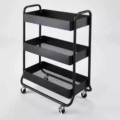 Wide Metal Utility Cart Black - Brightroom™ • $55