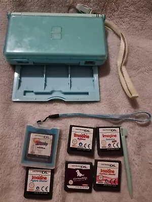 Nintendo Ds Lite Console Light Blue. 6 Games. Plastic Protective Cover. • $100