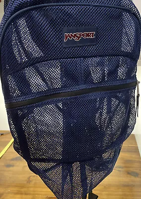 Jansport Navy Eco Mesh See Through Backpack Bookbag School Gym Concerts Games • $19.99