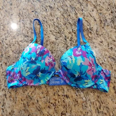 Victoria's Secret BIOFIT Demi Uplift Push-Up Bra Size 36B Multi-Color Floral UW • $19.99