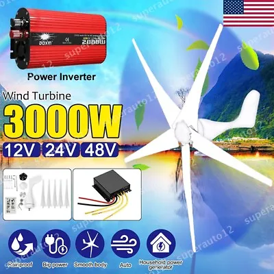 $301.99 • Buy 3000W Wind Turbine Generator Green Power 5 Blades Controller 12V 24V 48V Kit