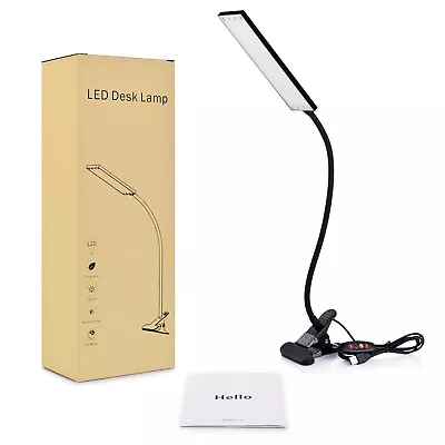 5W Dimmable Metal 3 Color Adjustable Gooseneck Tube Clip On LED Desk Table Lamp • $12.74