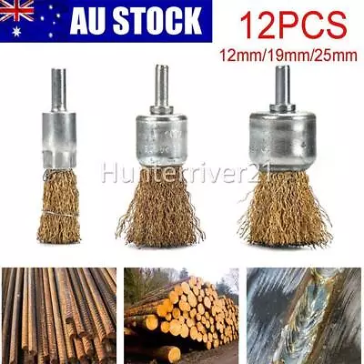 12X Steel Wire Brush Wheel Flat End Brushes 6MM Shank Rotary Grinder Drill Tool • $15.63