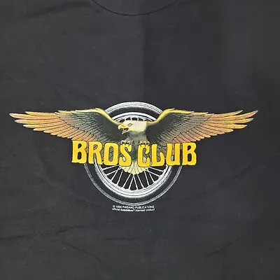 Vintage 1994 Bros Club T-Shirt Paisano Publications Easyriders Magazine Black XL • $33