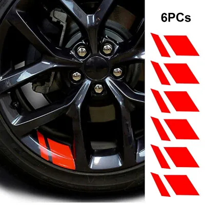 $3.99 • Buy 6 PCS Reflective Car Wheel Rim Vinyl Decal Sticker Accessories Red For 18 -21 