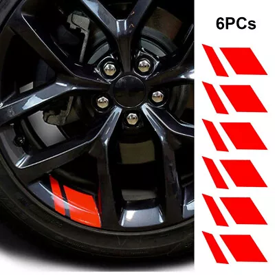 6 PCS Reflective Car Wheel Rim Vinyl Decal Sticker Accessories Red For 18 -21  • $3.99