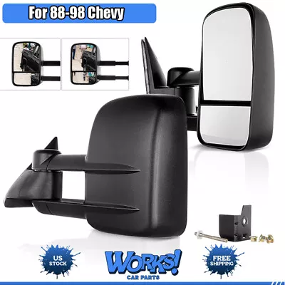 Manual Telescoping Tow Mirrors For 88-98 Chevy/GMC C/K 1500 2500 3500 Pair • $57.69