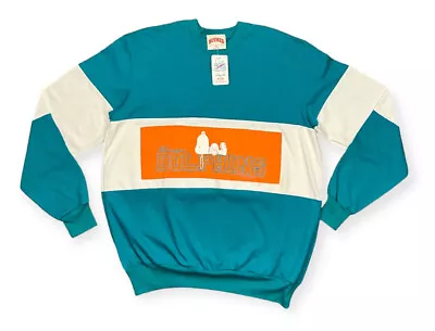 Deadstock NWT Nutmeg Miami Dolphins Peanuts Snoopy Crewneck Sweater Mens XL RARE • $104.97