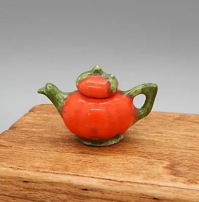Vtg Janice Crawley Porcelain Tomato Teapot Artisan Dollhouse Miniature 1:12 • $39.99