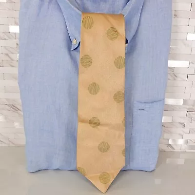 FULL MARK Mens Tan Olive Green Camouflage Geometric Art Necktie Tie Silk Modern • $18.99