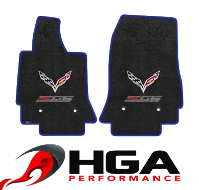 2015-2019 C7 Corvette Ebony Floor Mats C7 Flags & Z06 Logo & Blue Binding • $197.99