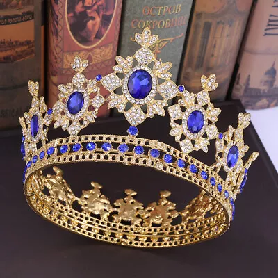 Luxury 5 Colors Prom Crystal Large King Queen Crown Wedding Party Pageant • £13.63