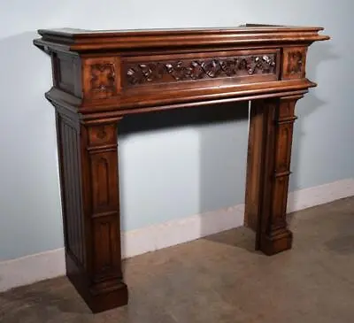 Antique French Gothic Revival Walnut Highly Carved Fireplace Surround/Mantel • $3275