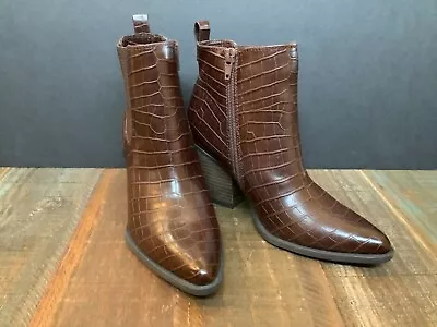 $19 • Buy SOUL Naturalizer Women's Micah Ankle Boots Heels Brown Croc Print Sz 6m