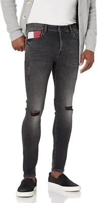 Tommy Hilfiger Skinny Fit Stretch Jeans Mens 34 X 32 Vintage Black Distressed • $49.99
