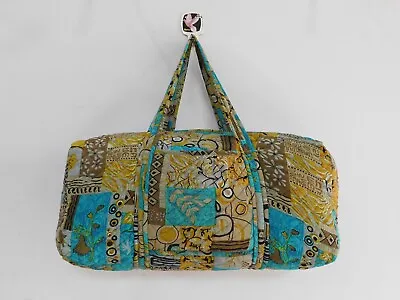 Vintage Women Floral Print Duffel Bag Silk Quilted Gym Travel Bag Shopping Bags • $44.95