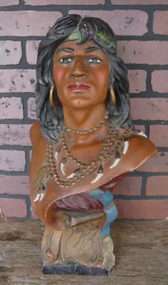 Large Vintage Chalkware Bust Cigar Tobacco Store Arapaho Indian Brave 21 Inches • $340