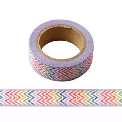 Colourful Multi Colour Rainbow Glitter Washi Tape Masking Self Adhesive Trim  • £3.74