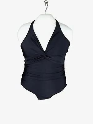 One Piece Maternity Swimsuit Size Large Lined Ruched Padded Bra Twist Front Wrap • $4.95
