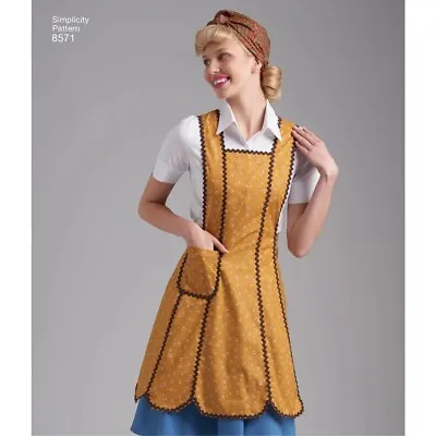 Simplicity 8571 Sm-Lg Vintage 40's Apron Ruffle Scallop Full Half Pocket Pattern • $10.49