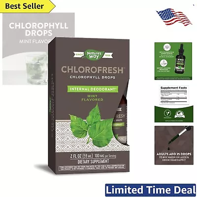 Liquid Chlorophyll Concentrate Drops - Mint Flavored - Supports Detox Pathways • $29.99