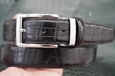 Black Genuine Alligator Crocodile Belly Leather Skin Men's Belt W 1.3 Inch • $62