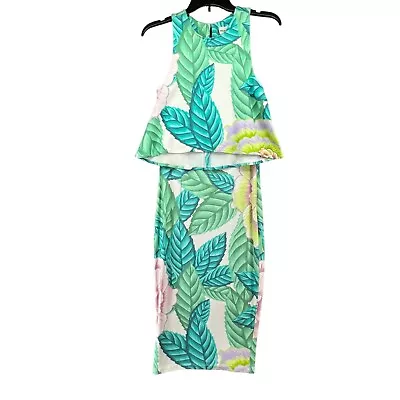 Mara Hoffman Skirt Set Womens XS-S Green Leaf Tropical Stretch Two Piece Dress • $74.88