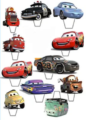 £2.40 • Buy 12 X   Cars Lightening McQueen EDIBLE CUPCAKE TOPPER STAND UP PRE - CUT