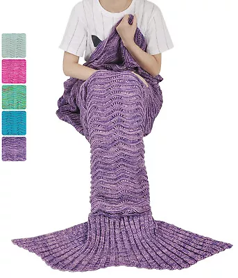 Mermaid Tail Blanket For Teen Girls With Anti-slip Neck Strap Wave Pattern • $19.99