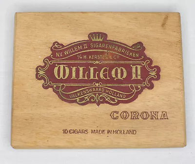 Vintage Wood Cigar Box - N.V Willem 2 Holland Corona Tobacco Smoking Collectable • $24