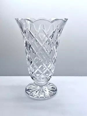 Waterford Crystal ☘️ 💎 Garden Flower Vase Lrg  10  Cross Cut Scalloped Rim Euc • $88.88