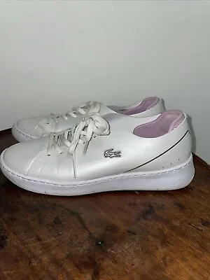 Women’s Lacoste Leather Classic Shoes Trainers UK 7 Pearlescent Pearl White • £29.99