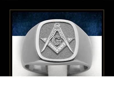 Hot Sale Mason Masonic No Stone Rhodium Plated Brass Men Custom Ring Size 7-15 • $30.99