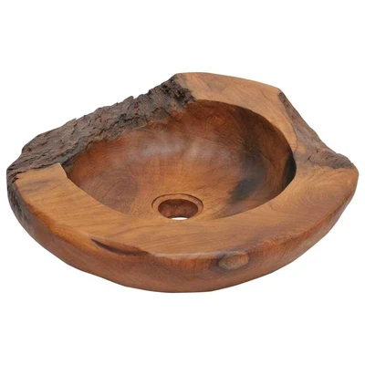 £66.99 • Buy Wooden Hand Wash Basin For Bathroom Sink Solid Teak Bowl Round 45cm Diameter