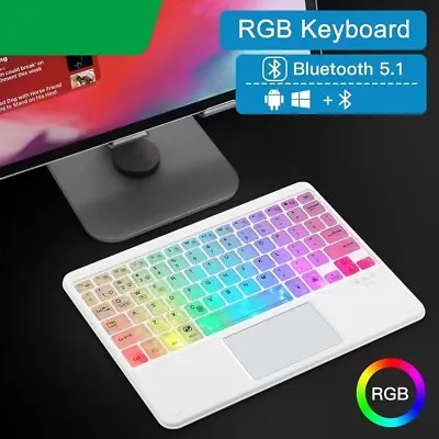 Wireless Bluetooth Keyboard Mouse RGB Backlight With Touchpad For PC Ipad Mac • $35.66